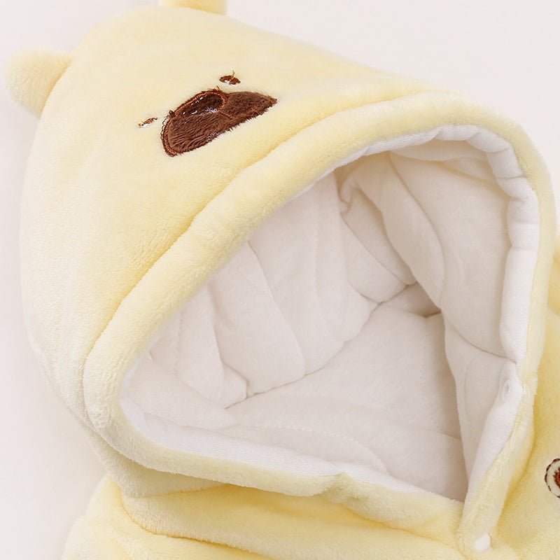 Cute Soft Yellow Winter Hooded Romper 7 - Minitaq baby kids clothes dress