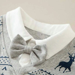 Deer Gray Baby Romper With Bow Tie 3 - Minitaq baby kids clothes dress