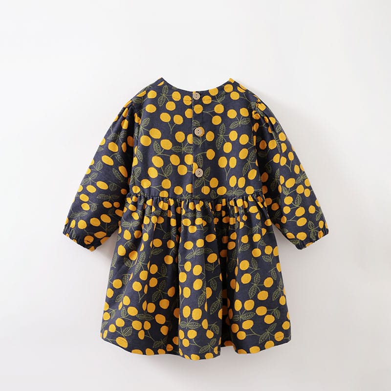 Yellow In Dark Patterned Baby Girl Dress 11 - Minitaq baby kids clothes dress