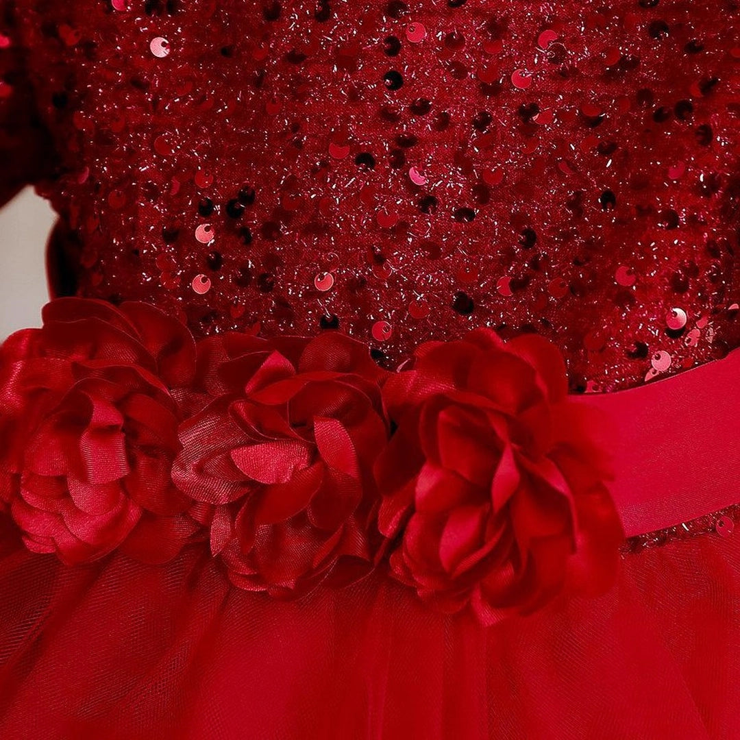 Red Fancy Tulle Style Baby Frock For Girls-Minitaq baby kids clothes dress 