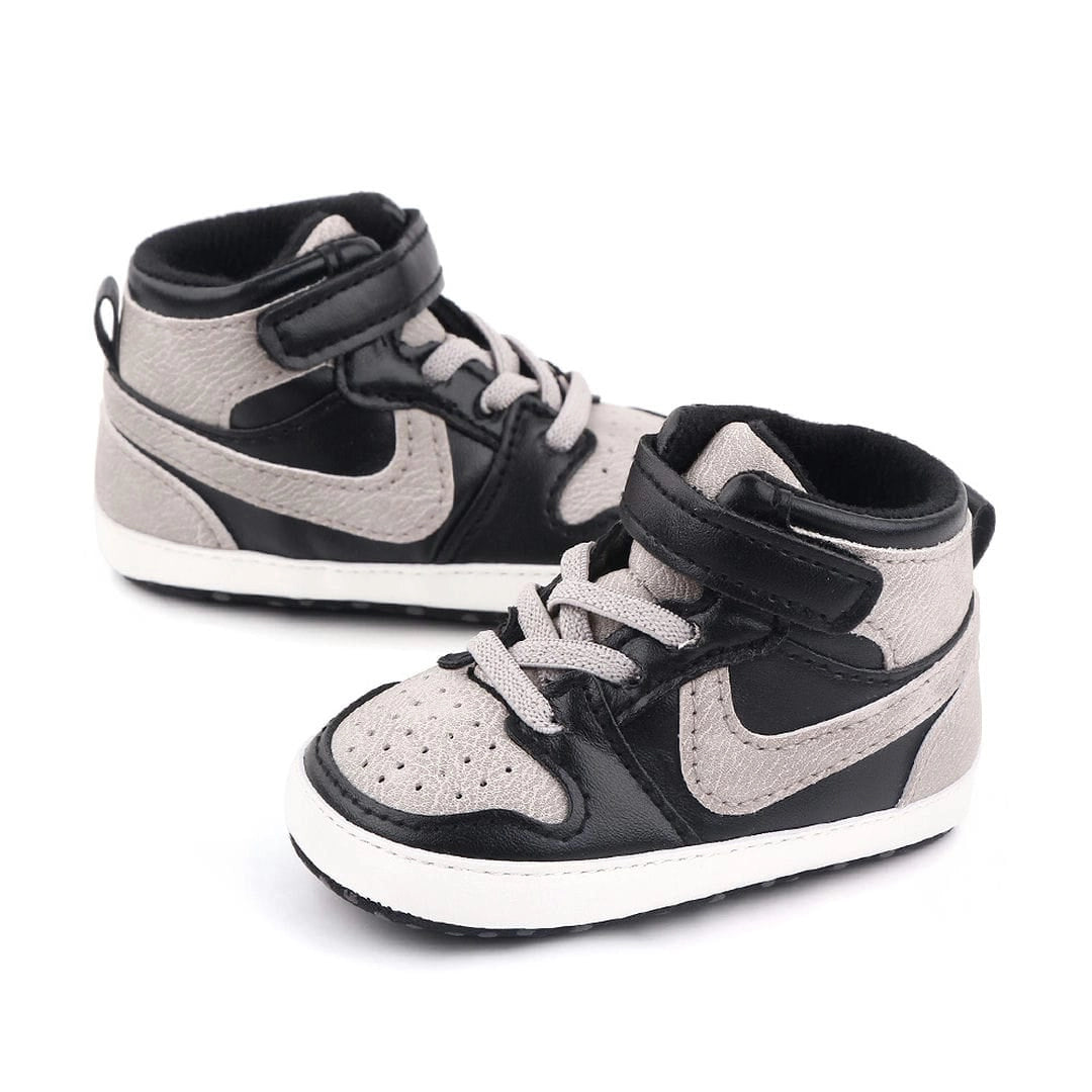 Sports Style Black and Grey High Ankle Baby Shoes 3 - Minitaq baby kids clothes dress