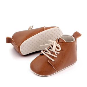 Brown Leather Trendy Baby Shoes with Laces 3 - Minitaq baby kids clothes dress