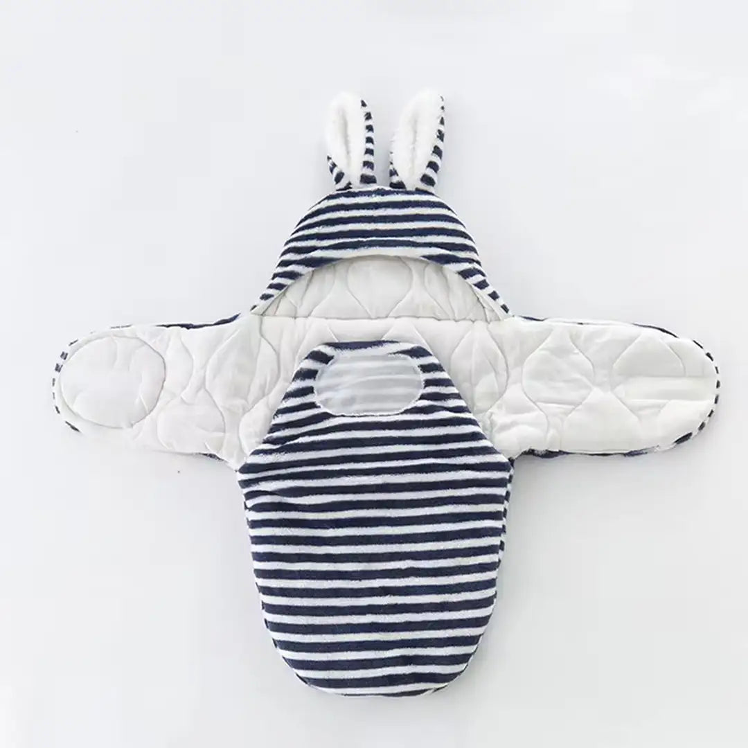 Navy Stripe Bunny Ear Baby  Swaddle 3 - Minitaq baby kids clothes dress