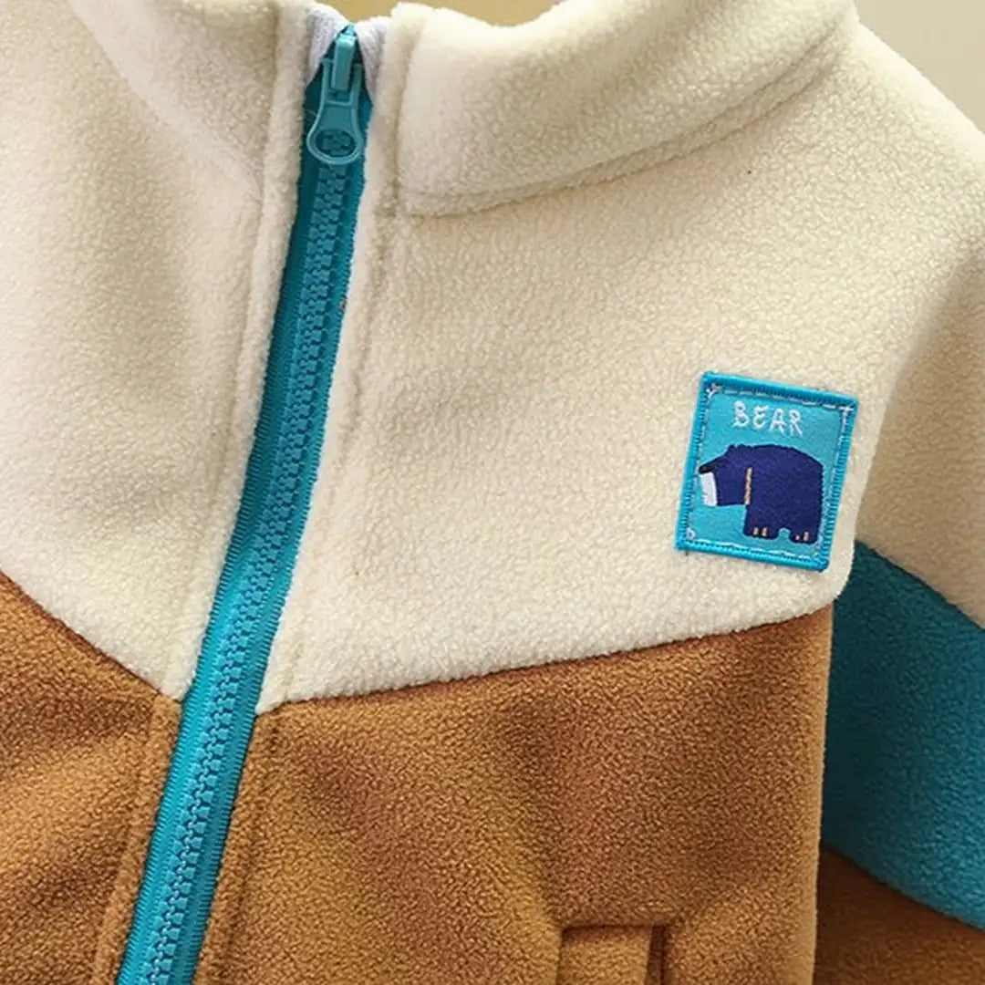 Beige Brown N Blue Color Block Jacket - Minitaq baby kids clothes dress