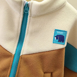 Beige Brown N Blue Color Block Jacket - Minitaq baby kids clothes dress