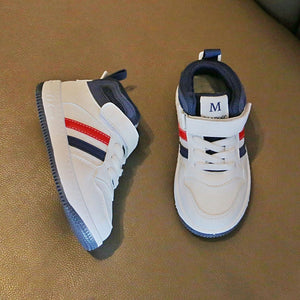 Trendy White Kids Shoes with Red and Blue Stripes 3 - Minitaq baby kids clothes dress