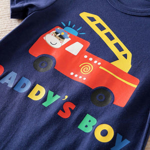 Firetruck Daddys Boy Blue Cotton Romper 4 - Minitaq baby kids clothes dress