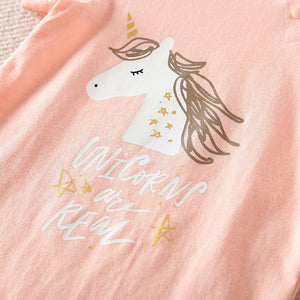 Cute Pink Unicorn Baby Girl Half Sleeves Dress 4 - Minitaq baby kids clothes dress