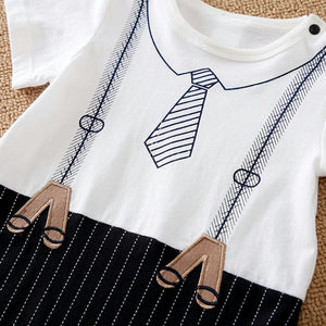 Strap And Tie Printed Casual Black White Romper 4 - Minitaq baby kids clothes dress