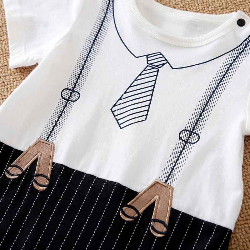 Strap And Tie Printed Casual Black White Romper 4 - Minitaq baby kids clothes dress