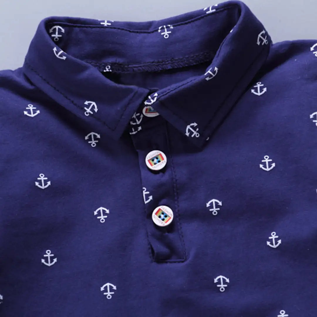 Anchor Pattern Printed Blue Shirt with Brown Pant For Kids 4 - Minitaq baby kids clothes dress