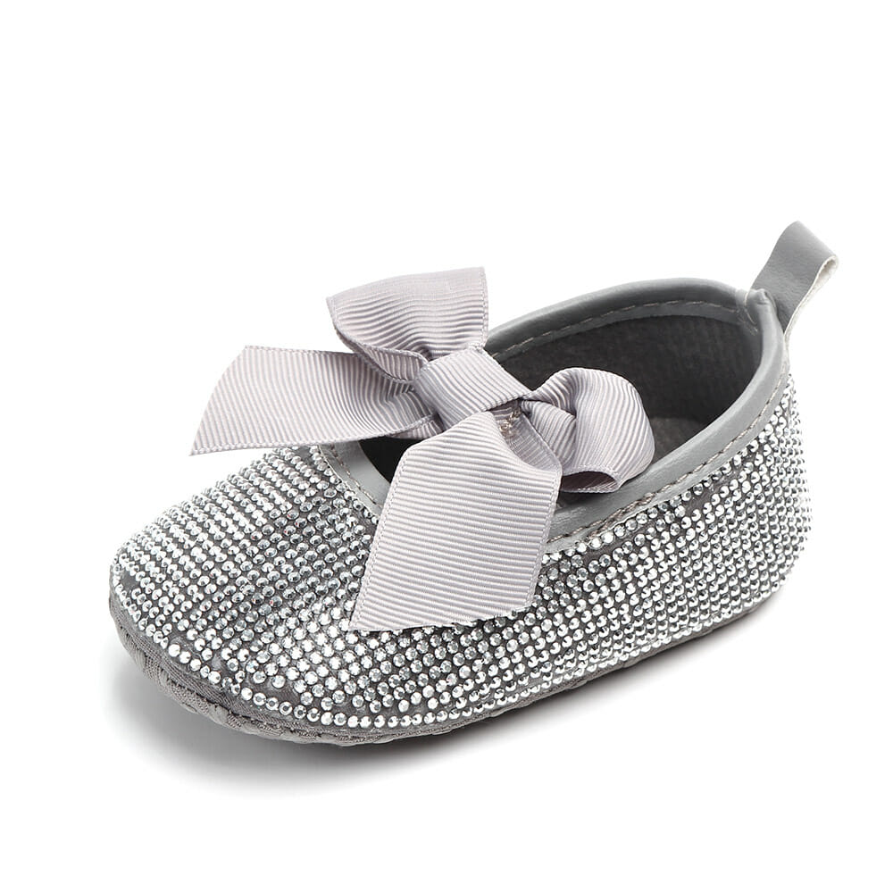 Rhinestone Gray Princess Style Baby Shoes 4 - Minitaq baby kids clothes dress