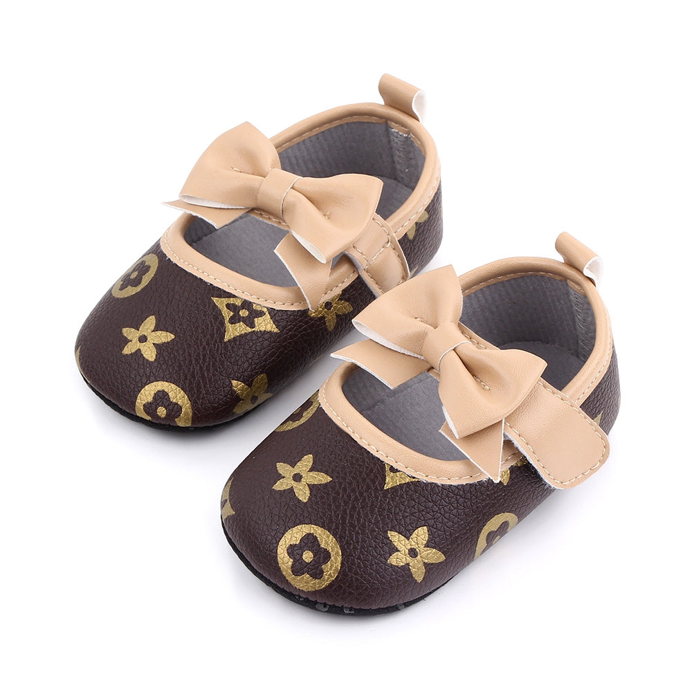 Flower Pattern Skin Bow PU Baby Shoes 1 - Minitaq baby kids clothes dress