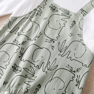 Soft Green Elephant Pattern Baby Romper 5 - Minitaq baby kids clothes dress