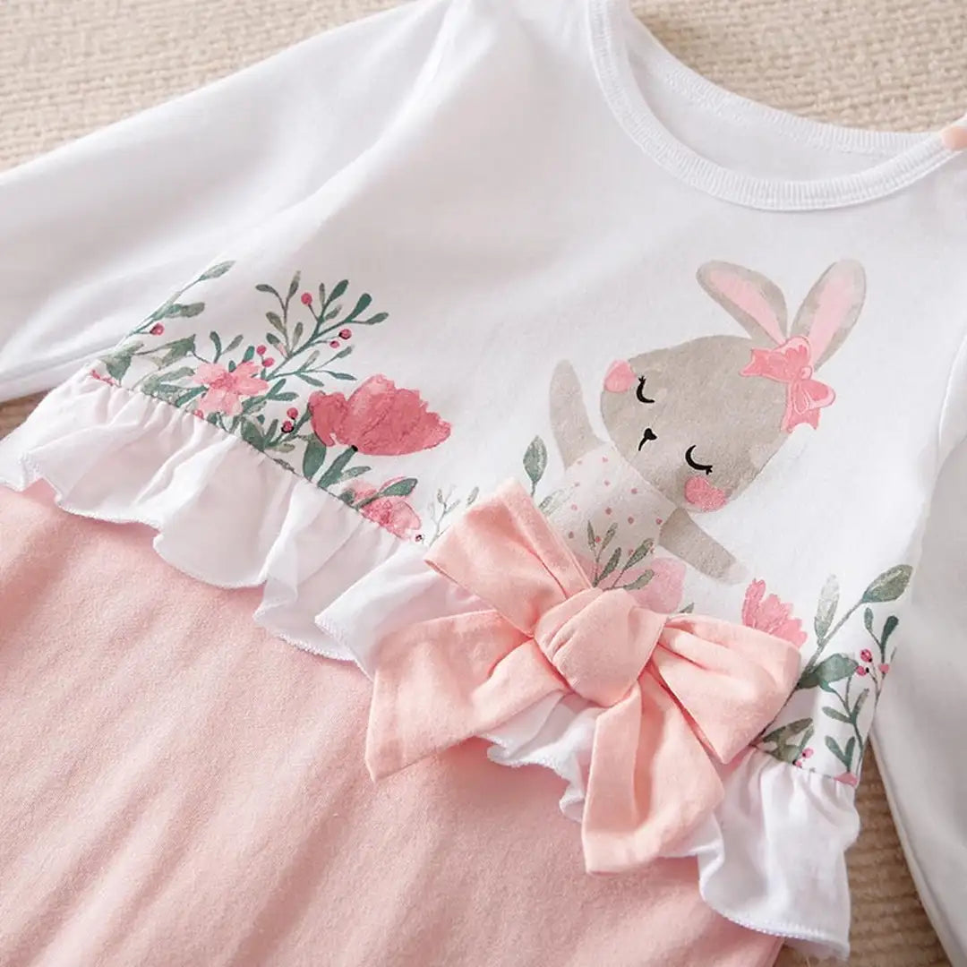 Bunny With Flowers Baby Girl Romper 5 - Minitaq baby kids clothes dress