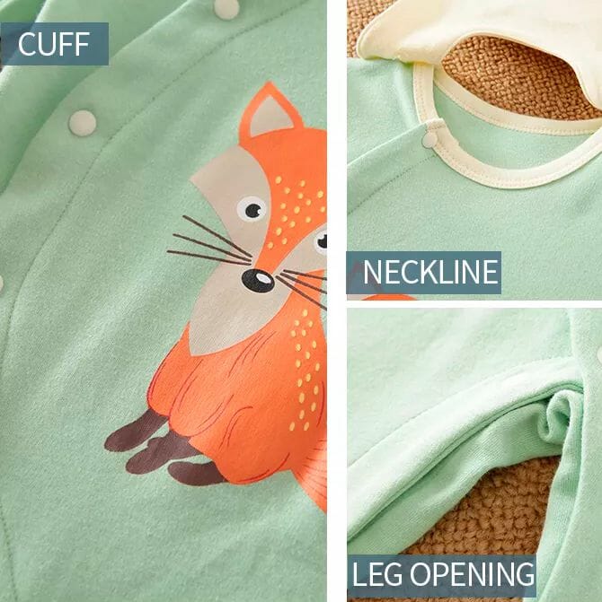 Fox Cartoon Baby Romper With Bib 4 - Minitaq baby kids clothes dress