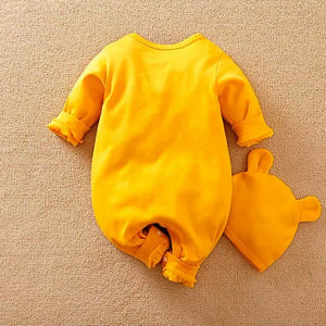 Bear Cartoon Yellow Baby Romper With Cap 5 - Minitaq baby kids clothes dress