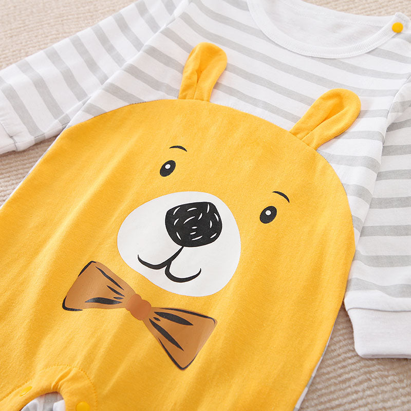 Yellow Bear With Gray Stripes Romper 5 - Minitaq baby kids clothes dress