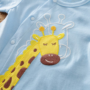 Giraffe Cotton Blue Baby Romper 5 - Minitaq baby kids clothes dress