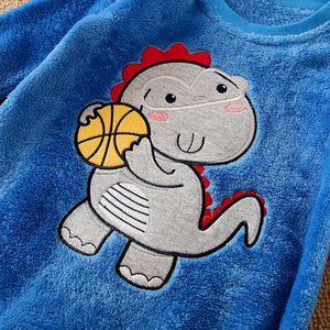 Dino Basketball Player Blue Fury Winter Romper 4 - Minitaq baby kids clothes dress