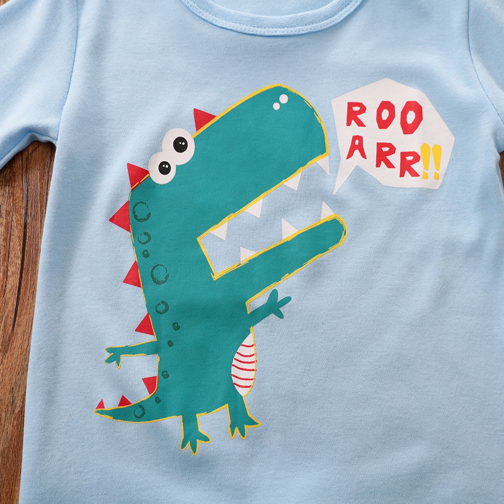 Roaring Dino Blue Cotton Baby Romper 4 - Minitaq baby kids clothes dress