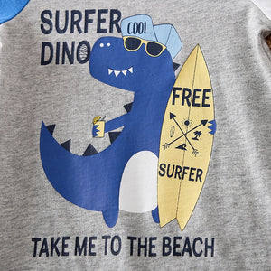 Surfer Dino Cartoon Baby Romper 5 - Minitaq baby kids clothes dress