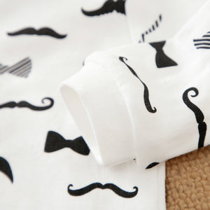 Gentleman Moustache Pattern Full Sleeves Romper 4 - Minitaq baby kids clothes dress