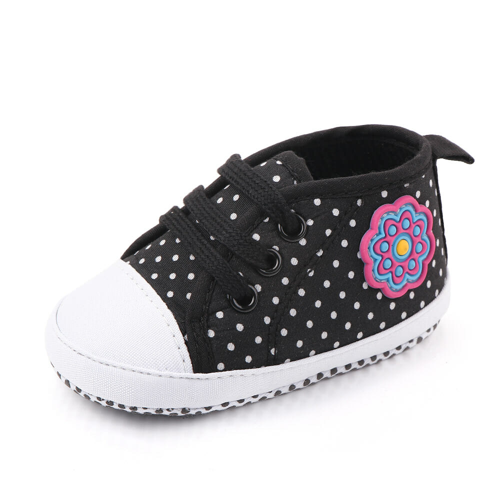 Dark Black Cotton With Dots Baby Shoes 4 - Minitaq baby kids clothes dress