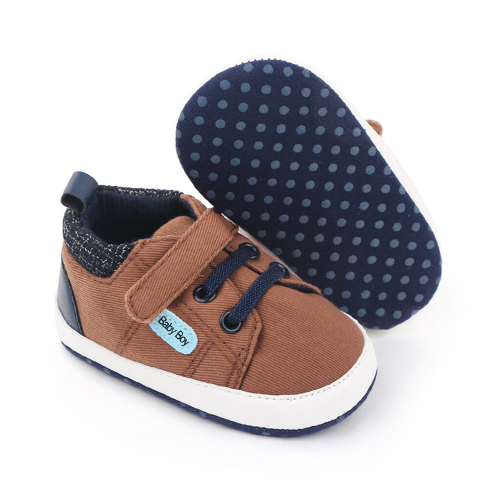 Cotton Hook N Loop Brown Casual Baby Shoes 4 - Minitaq baby kids clothes dress