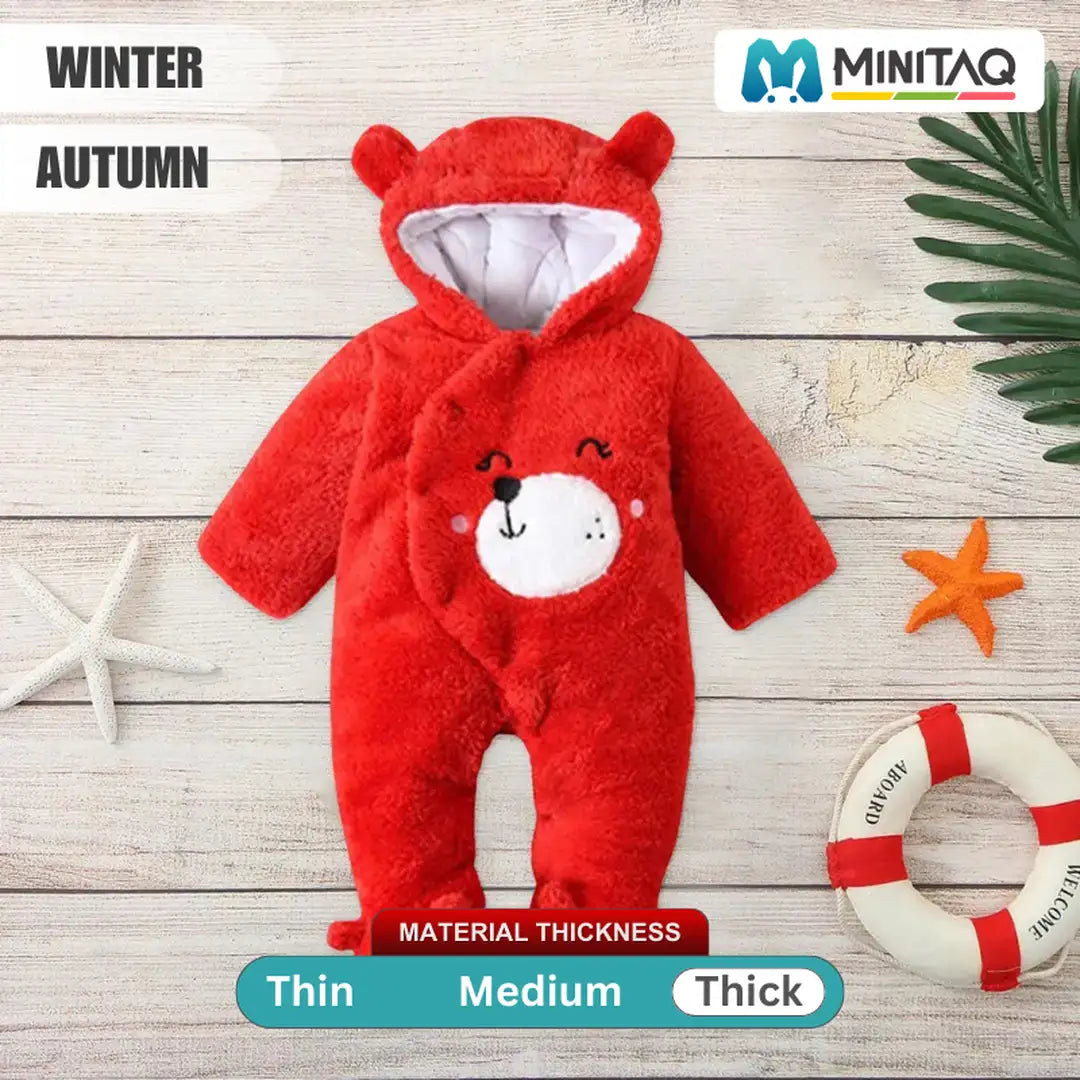 Cozy Red Teddy Bear Cartoon Romper 48 - Minitaq baby kids clothes dress