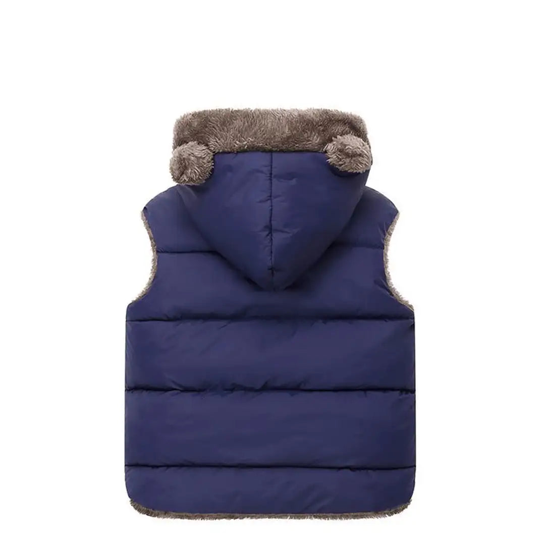Hooded Puffer Ink Blue Vest With Bear Ears - Minitaq baby kids clothes dress