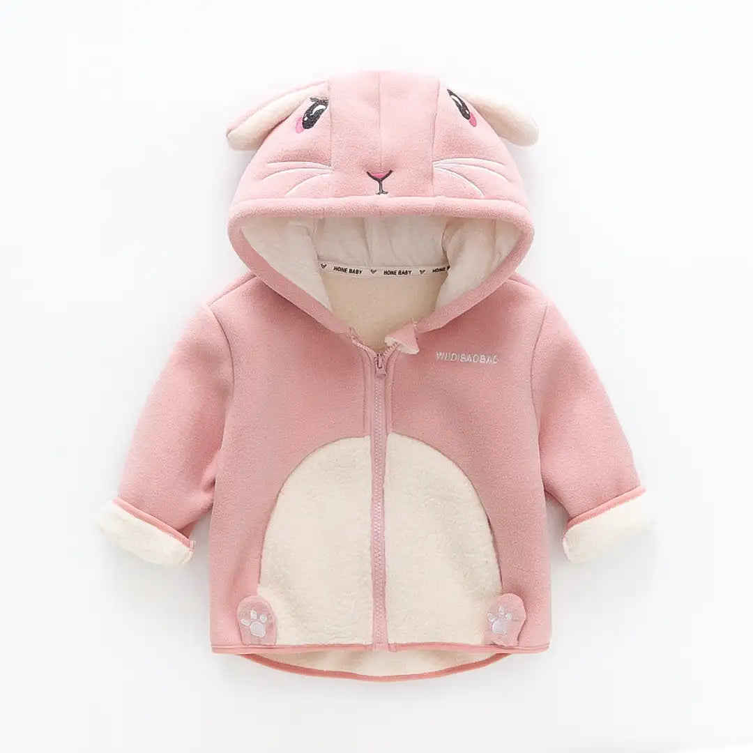 Rabbit Face Zipper Winter Hoodie - Minitaq baby kids clothes dress