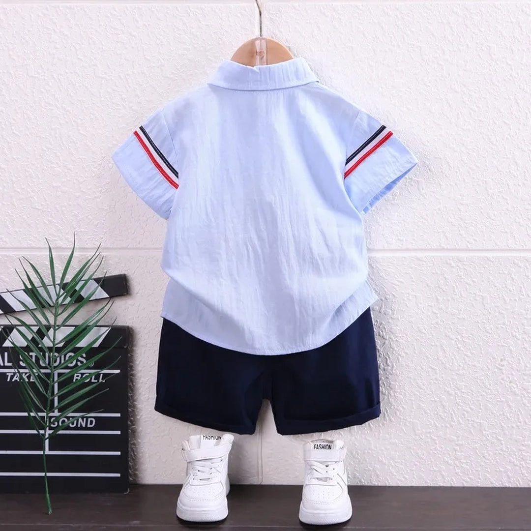 Little Gentleman Half Sleeve Shirt with Tie and Pant - Minitaq baby kids clothes dress 