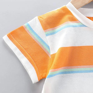 Bear Face Denim Dungaree with Striped Tee - Minitaq baby kids clothes dress 