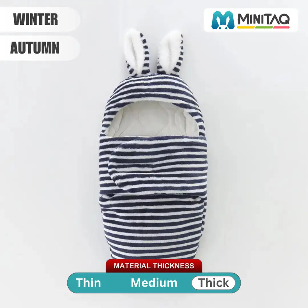 Navy Stripe Bunny Ear Baby  Swaddle 14 - Minitaq baby kids clothes dress