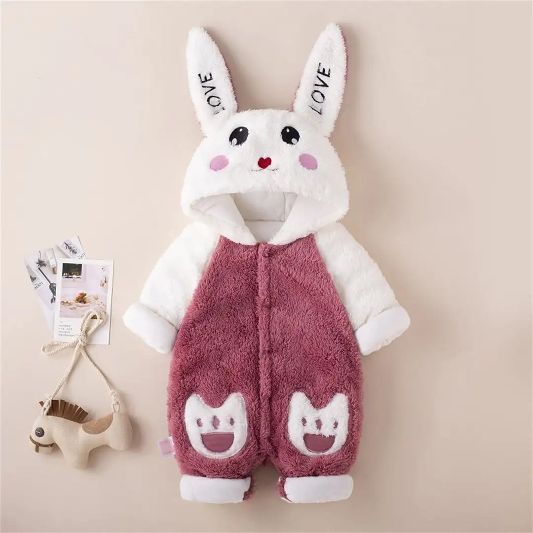 Charming Plum Bunny Hooded Baby Romper 4- Minitaq baby kids clothes dress