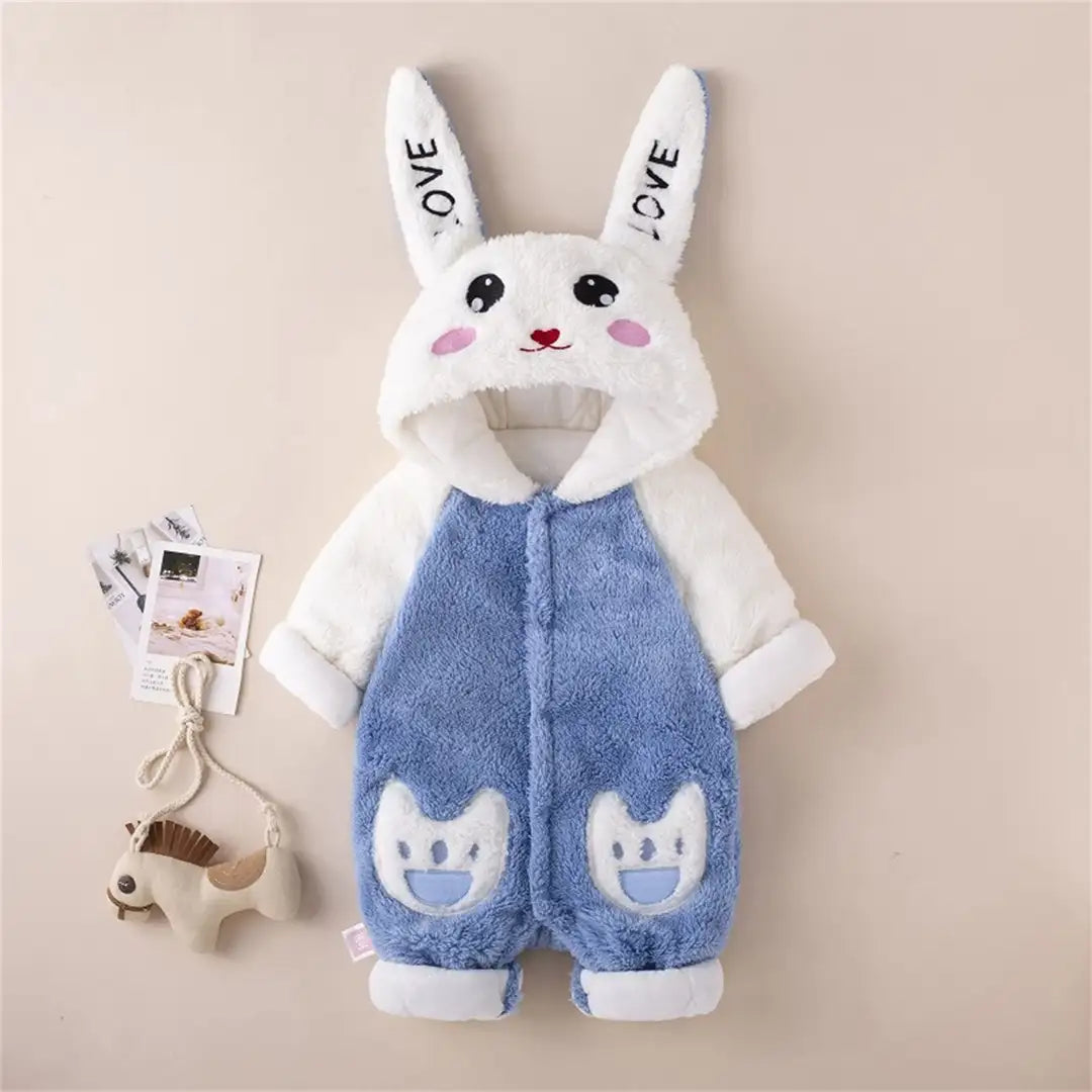 Charming Light Blue Bunny Hooded Baby Romper 4 - Minitaq baby kids clothes dress