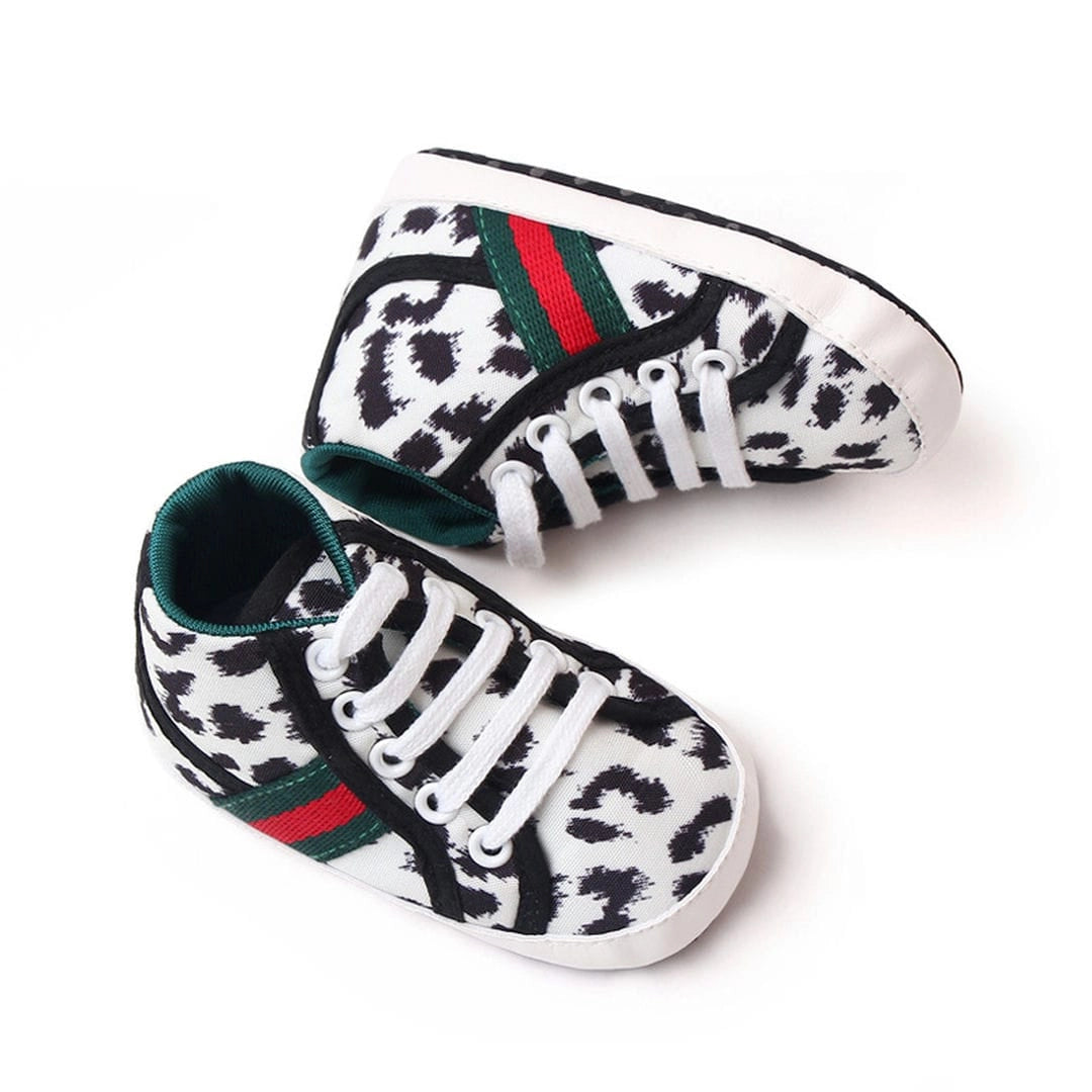 White and Black Cheetah Print Converse Style Baby Shoes 4 - Minitaq baby kids clothes dress