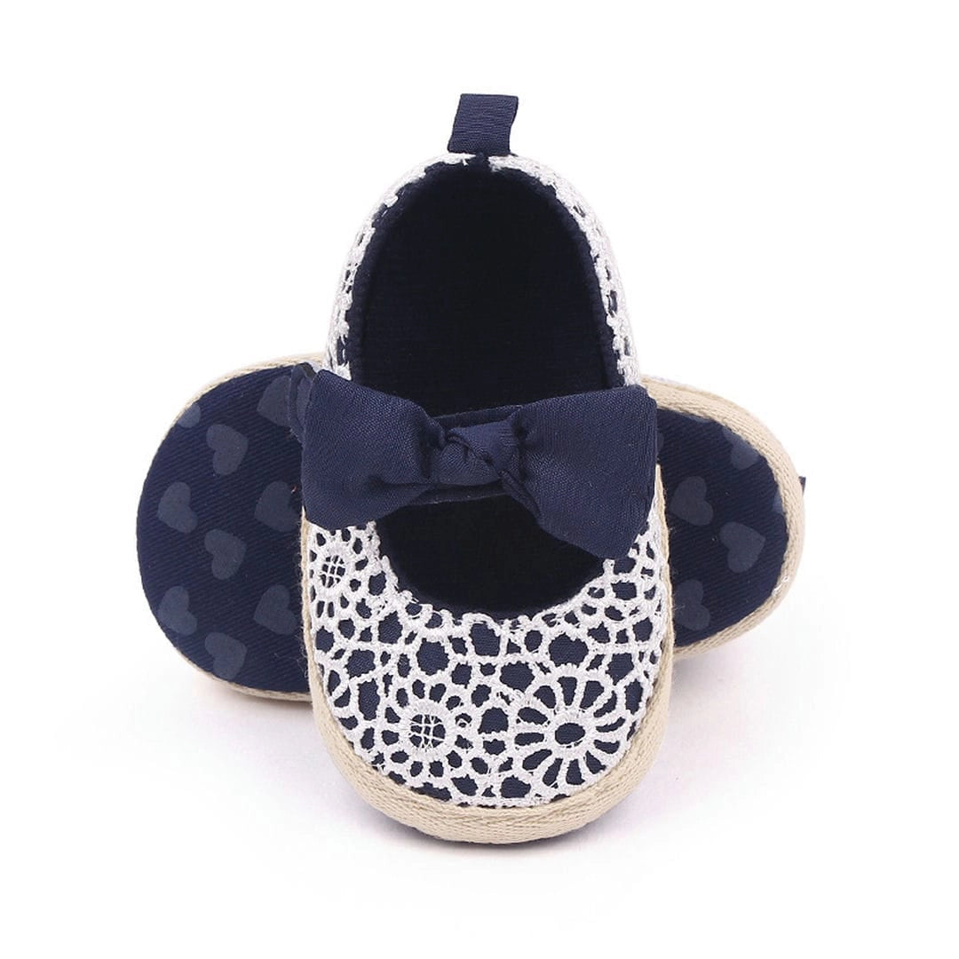 Soft Fancy Navy Blue Baby Shoes With Bow 4 - Minitaq baby kids clothes dress