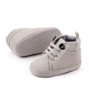 Trendy Light Grey High Ankle Lace-Up Baby Shoes 4 - Minitaq baby kids clothes dress