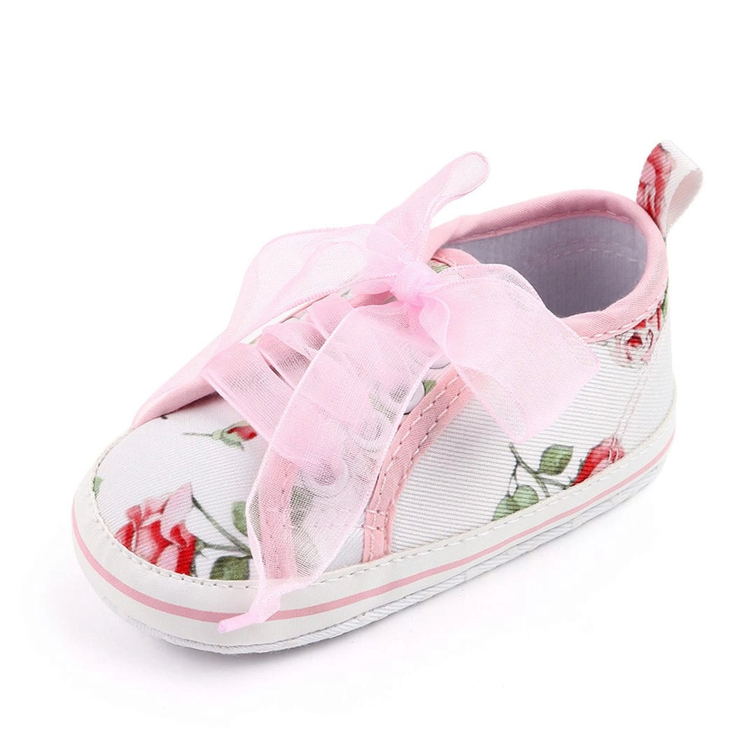 Rose Pattern Baby Girl Shoes with Ribbon Lace 4 - Minitaq baby kids clothes dress