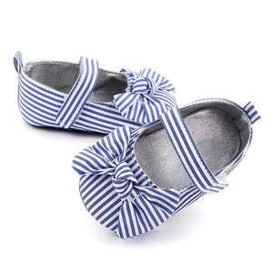 Blue Striped Bow Knot Baby Girl Shoes 4 - Minitaq baby kids clothes dress