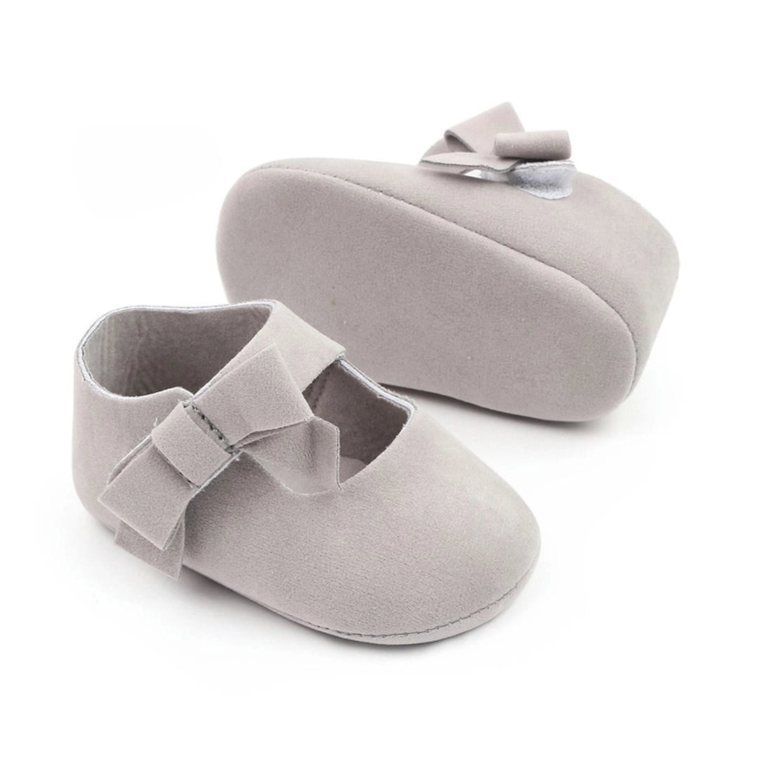 Stylish Soft Grey Baby Shoes with Bow 4 - Minitaq baby kids clothes dress