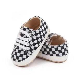 Black and White Check Style Baby Sneakers with Laces 4 - Minitaq baby kids clothes dress