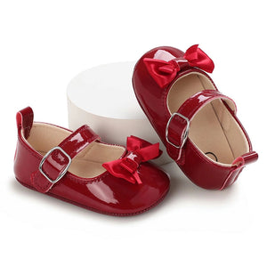 Stylish Burgundy Party Baby Shoes with Red Bow 4 - Minitaq baby kids clothes dress