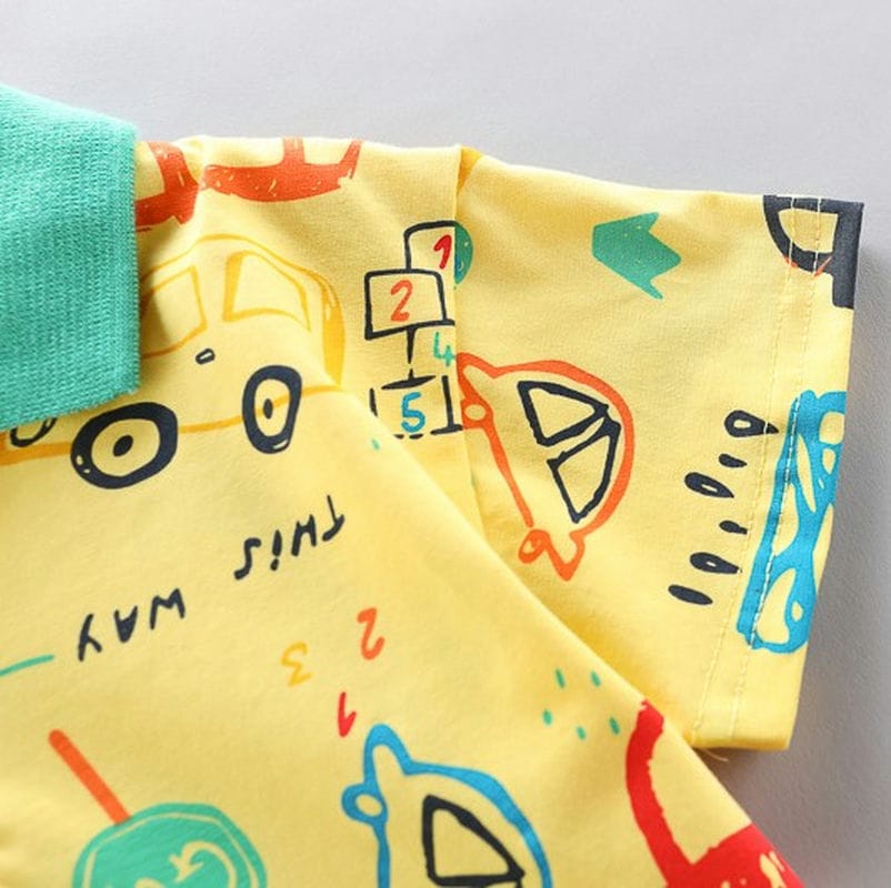 Cars Pattern Yellow T-Shirt and Shorts 11 - Minitaq baby kids clothes dress