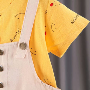 Smiley Yellow Shirt With Dungaree 4 - Minitaq baby kids clothes dress