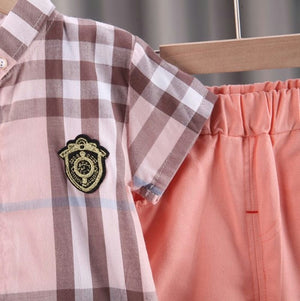 Pink Shirt Check Style With Shorts 2pc 4 - Minitaq baby kids clothes dress