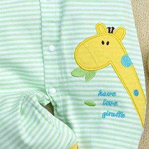 Green Lines With Yellow Giraffe Baby Romper 4 - Minitaq baby kids clothes dress