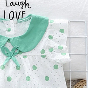 Green Polka Dots Top With Trouser For Girls 4 - Minitaq baby kids clothes dress